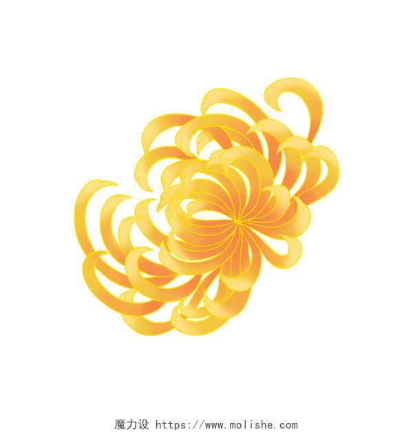 黄色手绘国潮卡通菊花花朵重阳节元素PNG素材